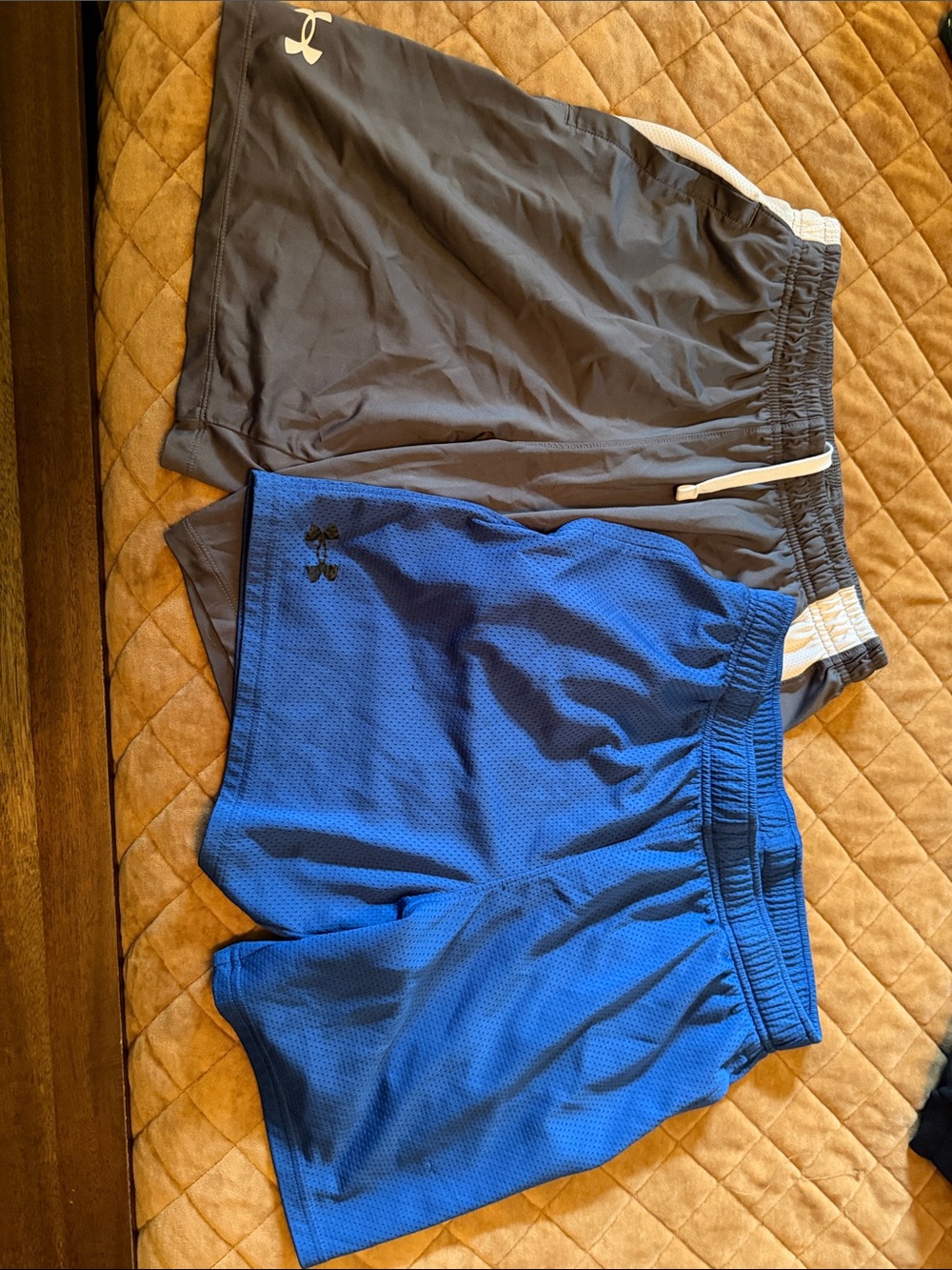 Under Armour Boys Athletic Shorts - Blue and Gray